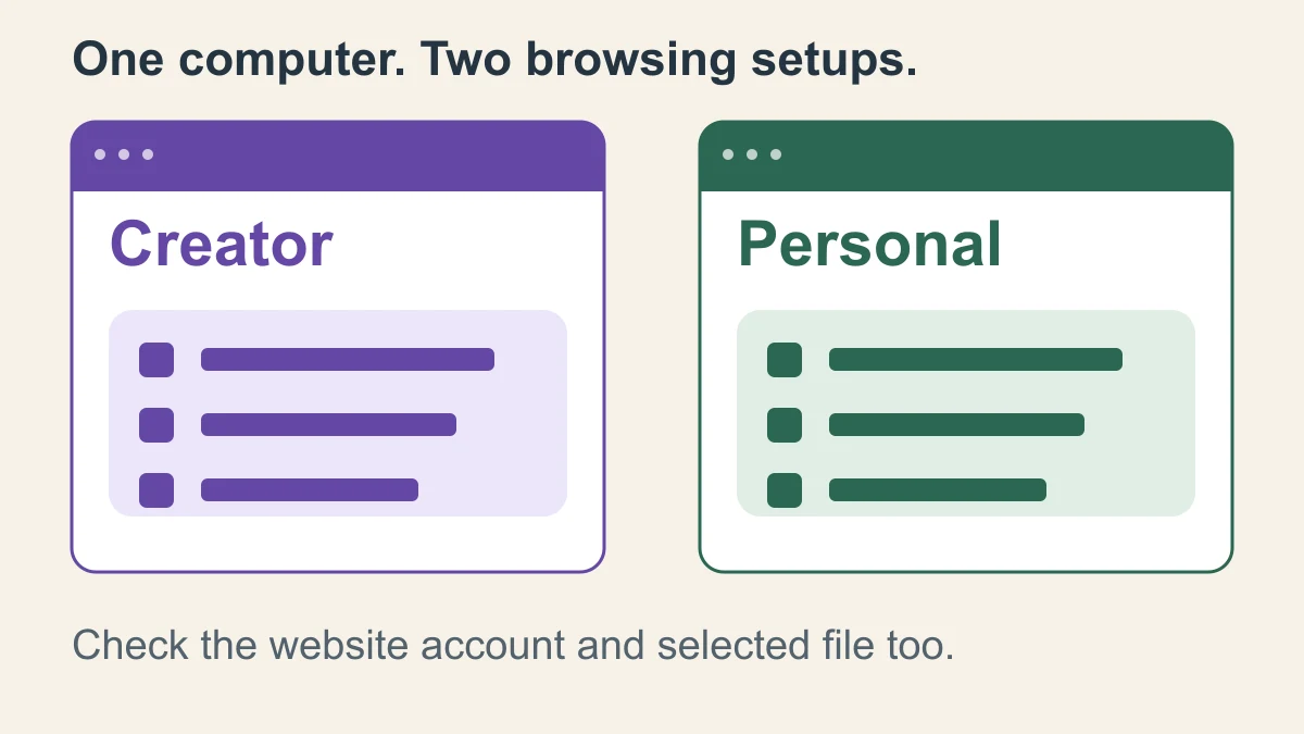 Separate Browser Profiles for Creator and Personal Accounts